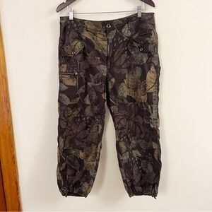 Anthropologie Ripley Utility Cargo Pants Moss Camo Leaf Print Size 31
